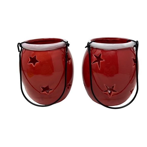 Santa Ceramic Candle Holder with Handle. Set of 2. 4.5” - Picture 5 of 7